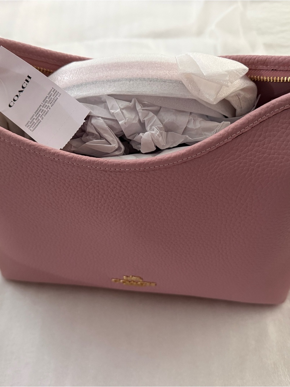 Coach Pebbled Leather Shoulder Bag in Carnation with Gold Hardware - Picture 5 of 8